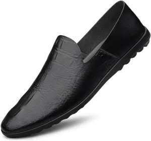 Mens Loafers Shoe Round Toe Faux Leather Loafer Shoes Lightweight Flexible Comfortable Walking Slip-on