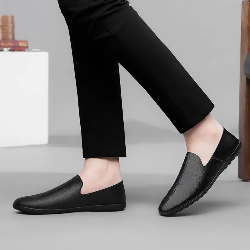 Mens Loafers Shoe Round Toe Faux Leather Loafer Shoes Lightweight Flexible Comfortable Walking Slip-on