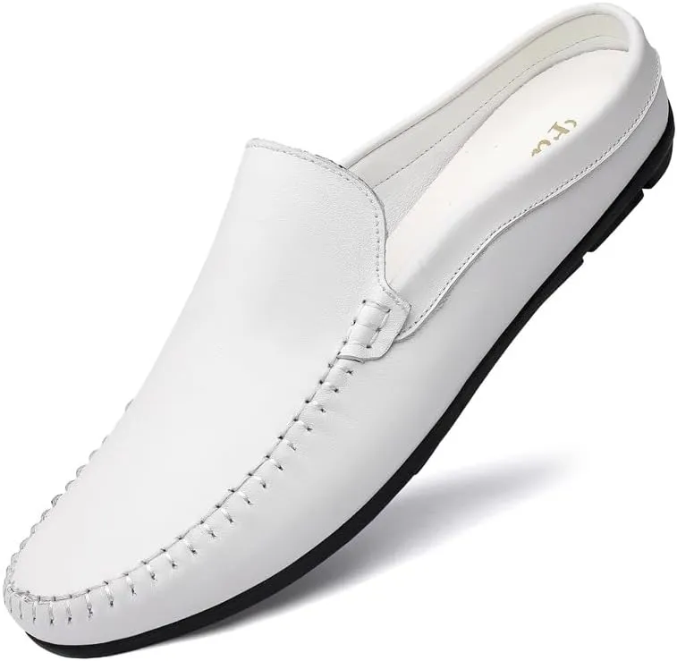 Mens Loafers Shoe Round Toe Solid Color Faux Leather Half Loafers Shoes Flexible Lightweight Anti-Slip Casual Wedding Slip-on