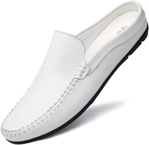 Mens Loafers Shoe Round Toe Solid Color Faux Leather Half Loafers Shoes Flexible Lightweight Anti-Slip Casual Wedding Slip-on