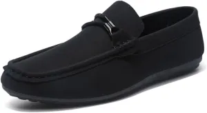 Mens Loafers Shoe Square Toe Faux Leather Apron Toe Moccasins Shoes Flexible Slip Resistant Flat Heel Classic Fashion Slip-on