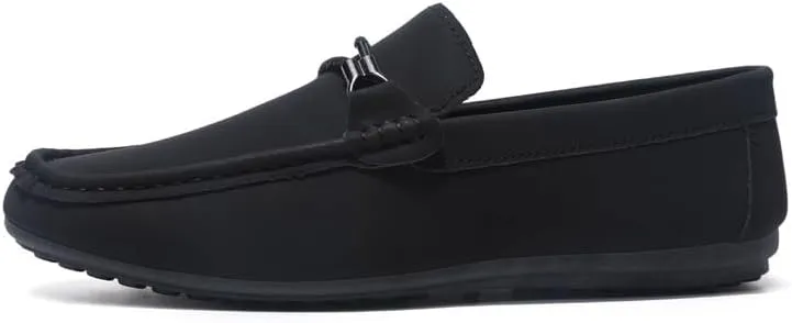 Mens Loafers Shoe Square Toe Faux Leather Apron Toe Moccasins Shoes Flexible Slip Resistant Flat Heel Classic Fashion Slip-on
