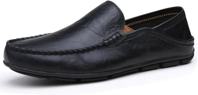 Men's Loafers Solid Color Round Toe Faux Leather Loafer Shoes Lightweight Anti-Slip Flexible Wedding Slip-on