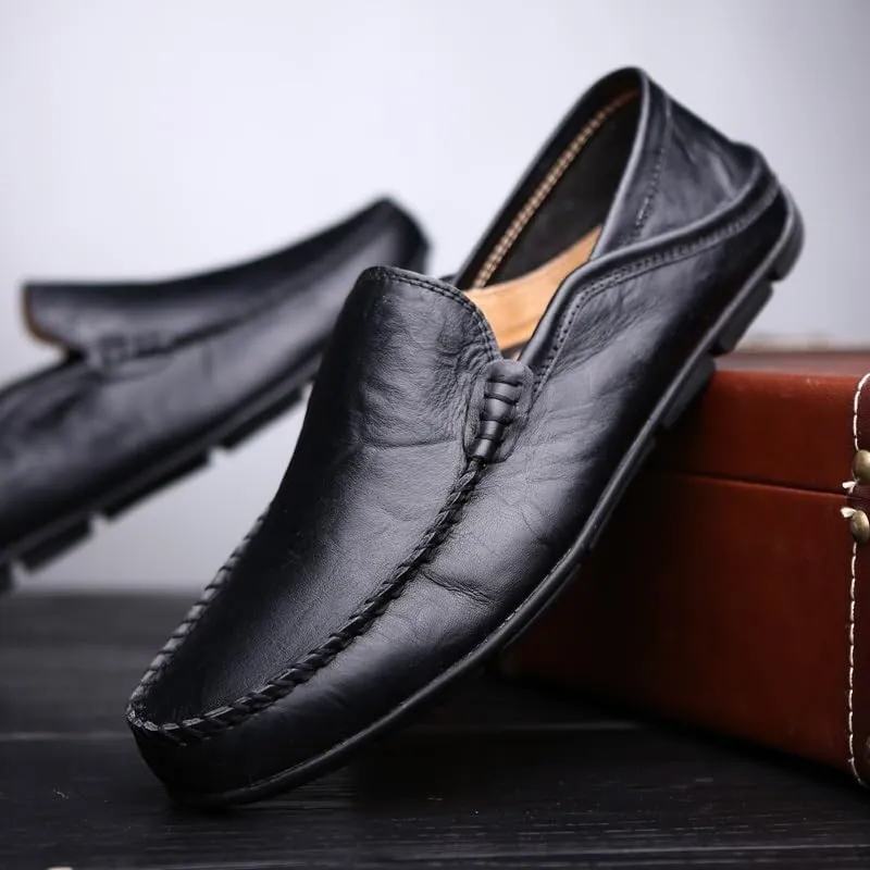 Men's Loafers Solid Color Round Toe Faux Leather Loafer Shoes Lightweight Anti-Slip Flexible Wedding Slip-on