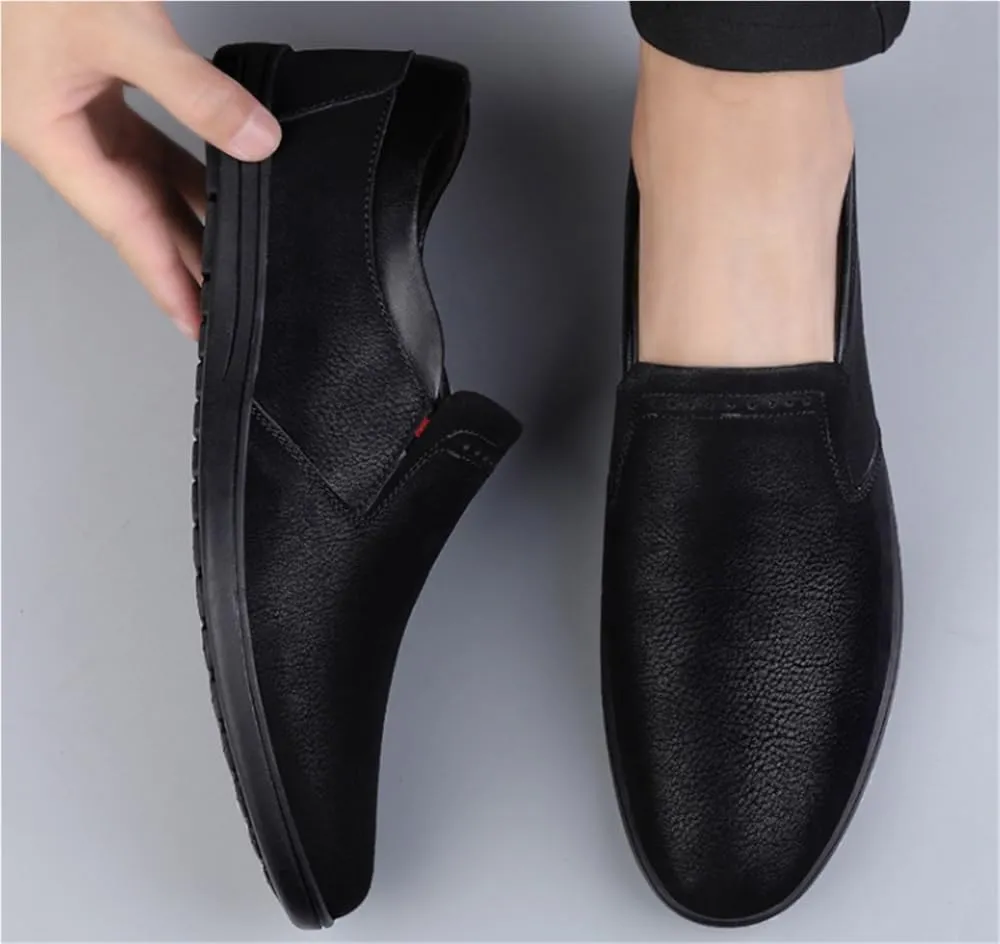 Mens PU Leather Loafers Slip On Round Toe Lightweight Flat Heel Slip Resistant Comfortable Prom Wedding Casual Shoes