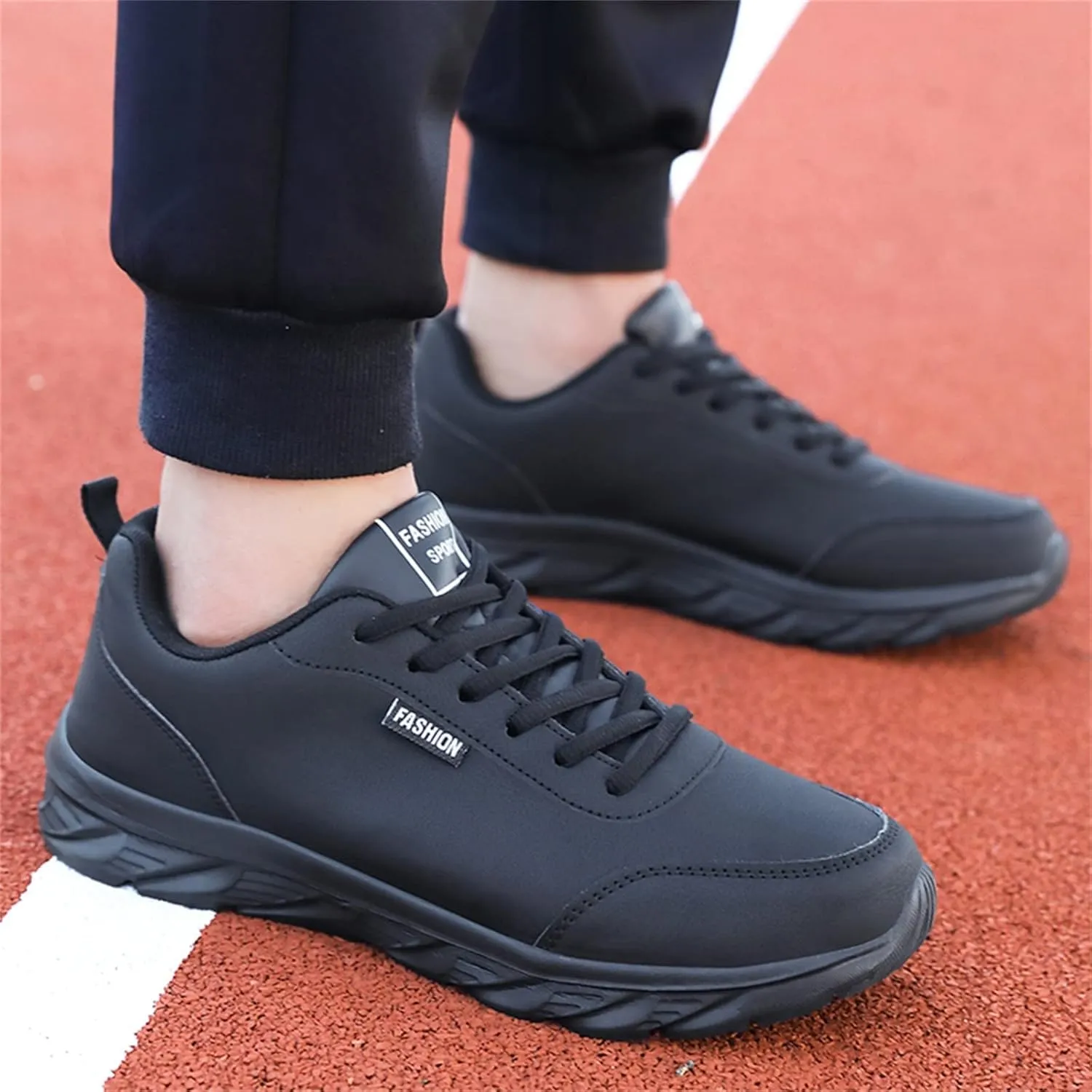 Mens Shoes Large Size Casual Leather Laace Up Solid Color Casual Fashion Simple Running Shoes Men Sneaker