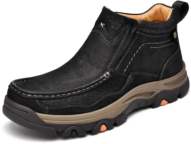 Men's Slip On Loafers Leather Mid-top Casual Outdoor Walking Shoes for Men