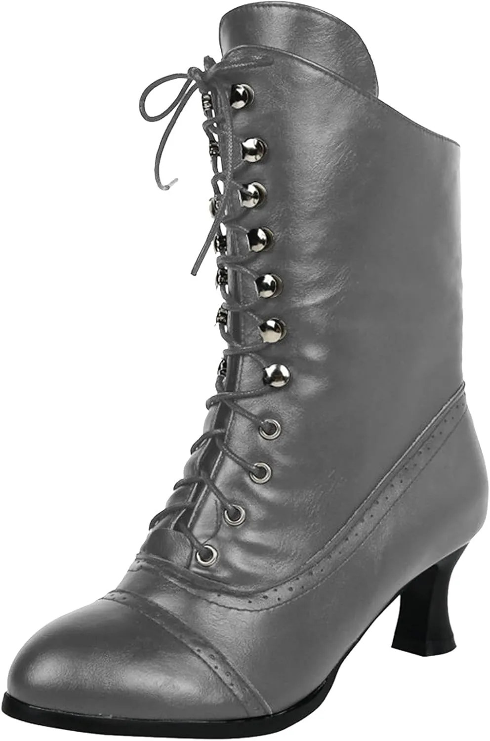 Mid Calf Boots for Women Winter Boots for Women Vintage Mid-Calf Boots Women Shoes High Heels Lace Up Booties Shoes