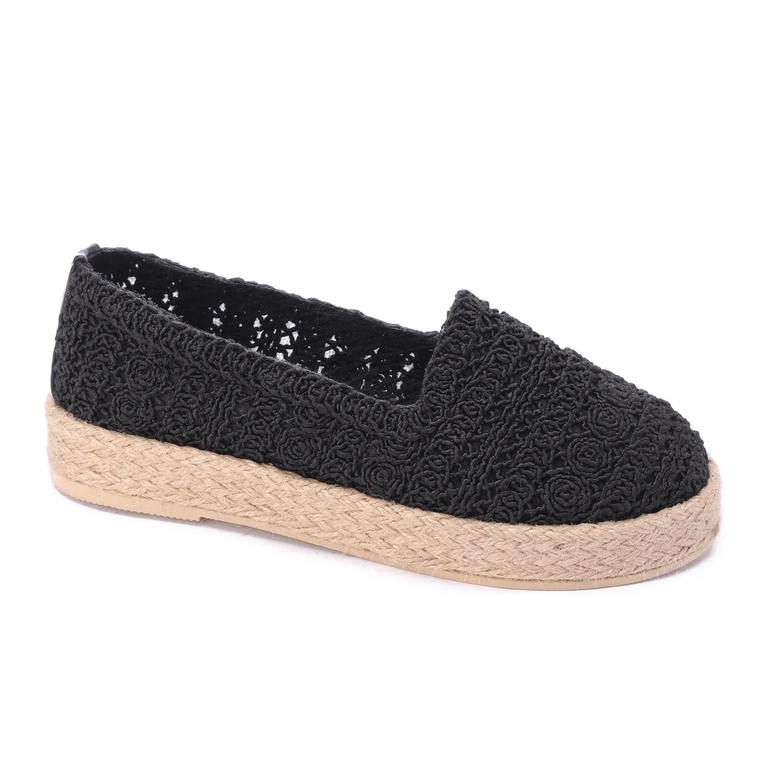 Natural Woven Mule Espadrilles-Black