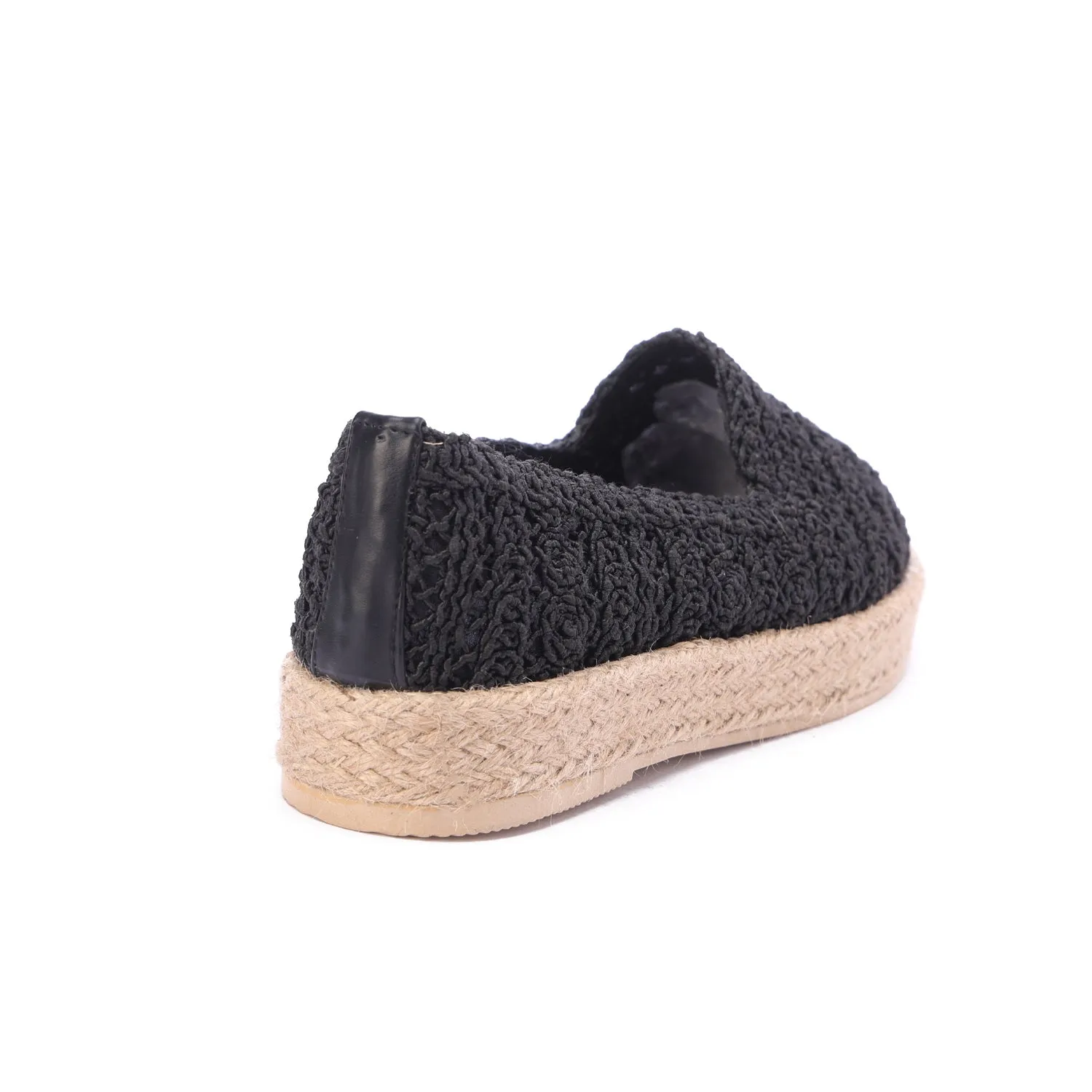 Natural Woven Mule Espadrilles-Black