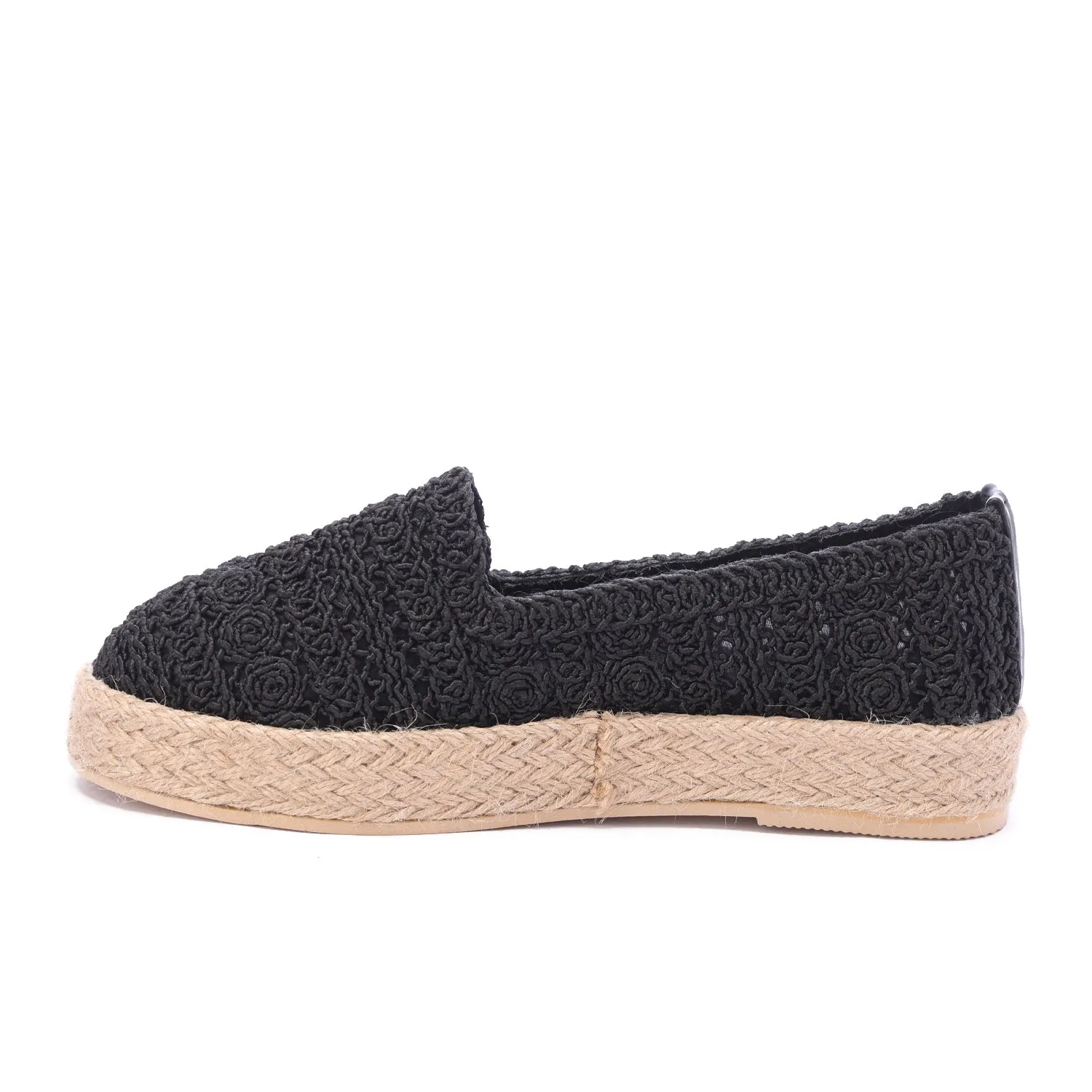 Natural Woven Mule Espadrilles-Black