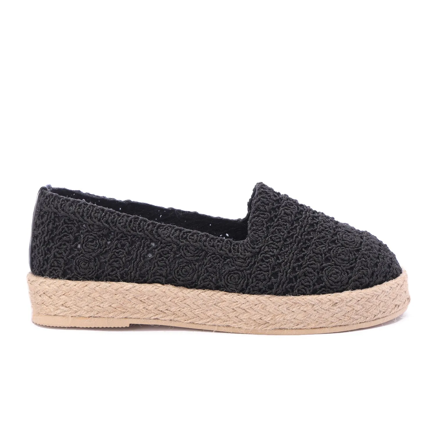 Natural Woven Mule Espadrilles-Black