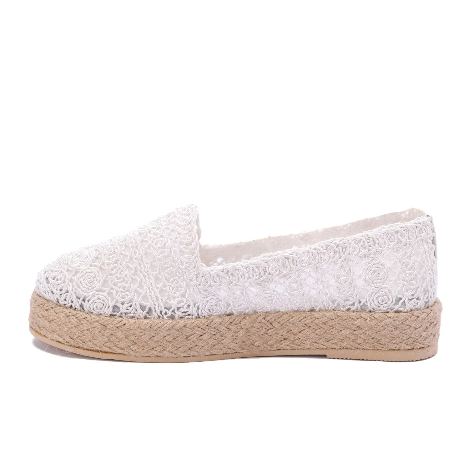 Natural Woven Mule Espadrilles-White