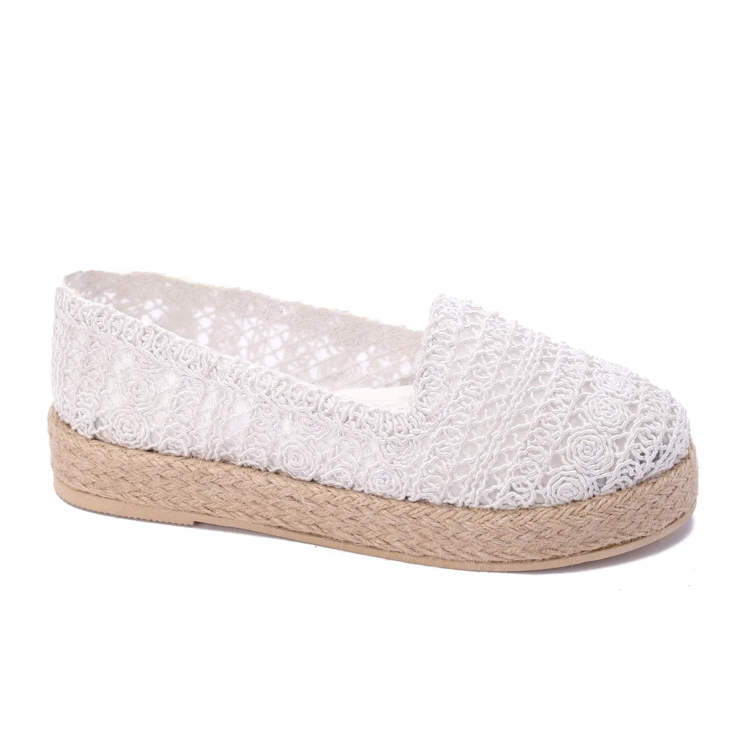Natural Woven Mule Espadrilles-White