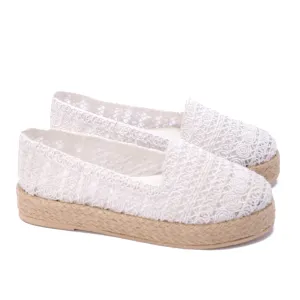 Natural Woven Mule Espadrilles-White