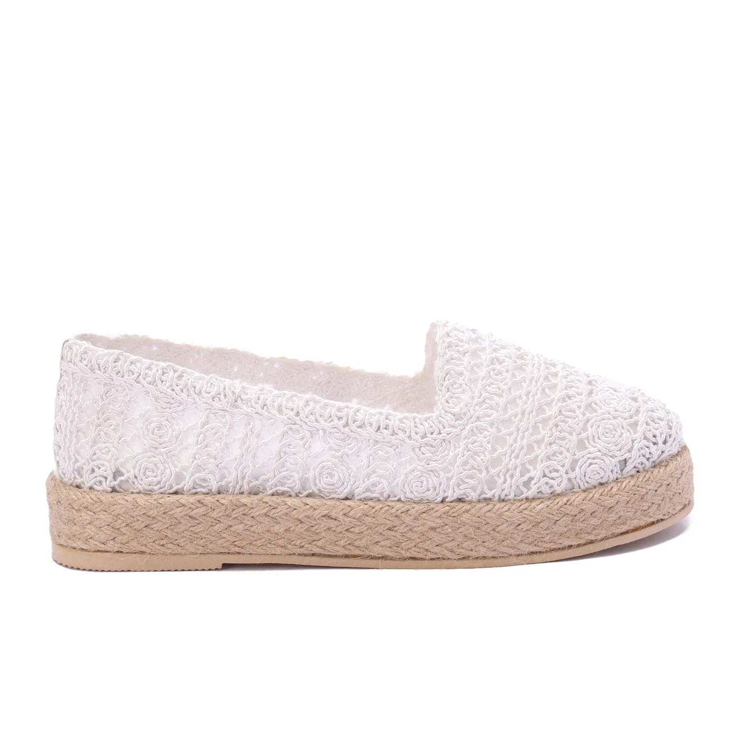 Natural Woven Mule Espadrilles-White