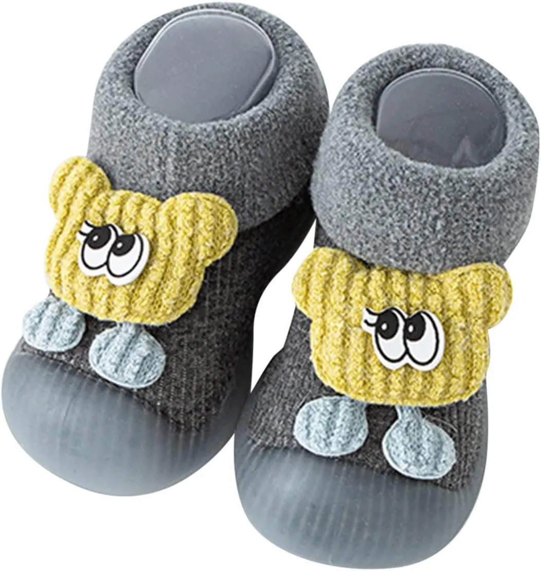 Newborn Shoes for Girls,Boys Girl Cartoon Socks Shoes Toddler Fleece WarmThe Floor Socks Non Slip Prewalker Kids Shoes