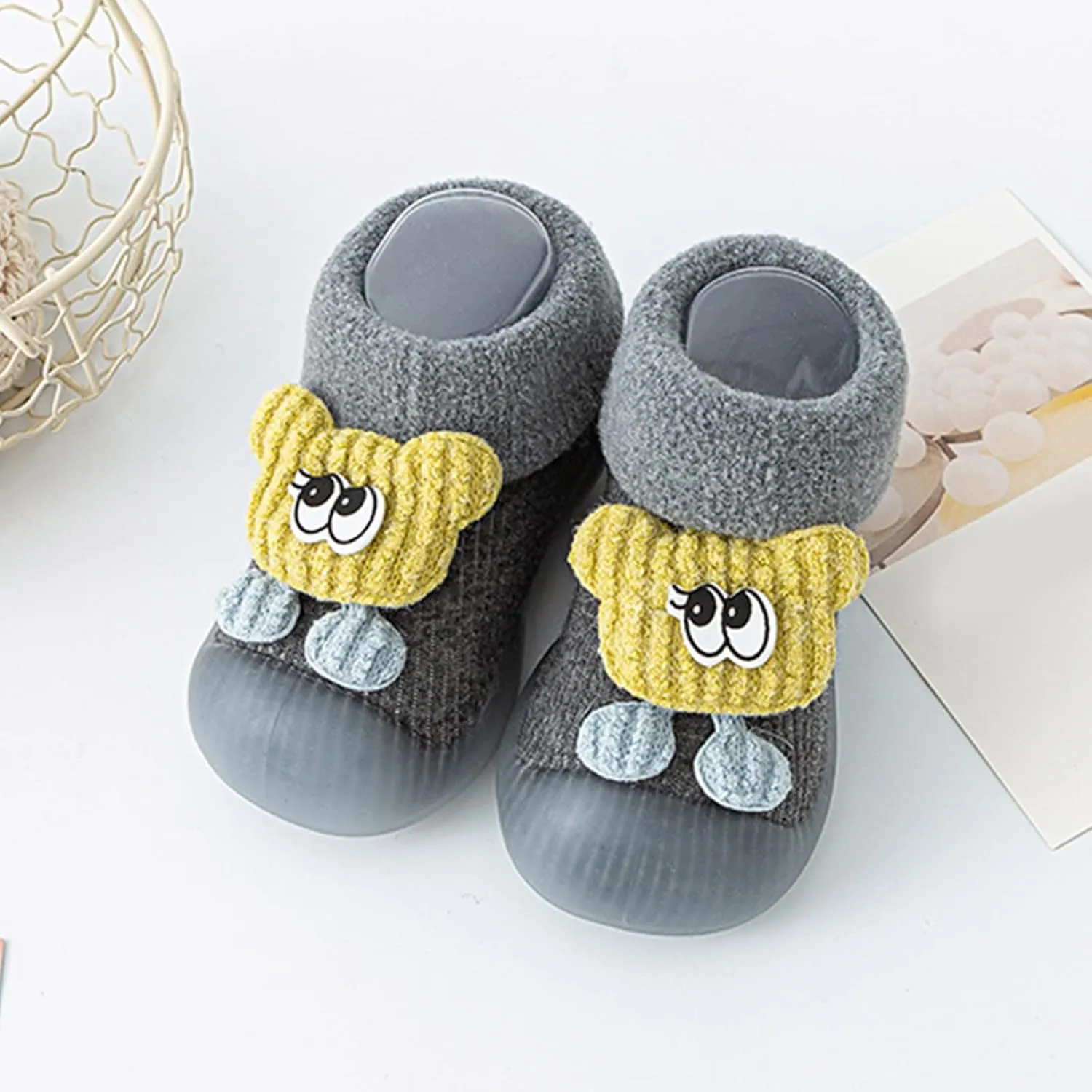 Newborn Shoes for Girls,Boys Girl Cartoon Socks Shoes Toddler Fleece WarmThe Floor Socks Non Slip Prewalker Kids Shoes