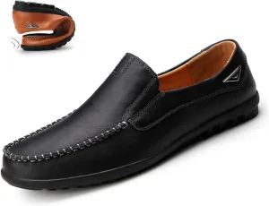 Optigard Men's Casual Slip On Leather Loafers Comfortable Breathable Walking Shoes Lightweight Driving Moccasin