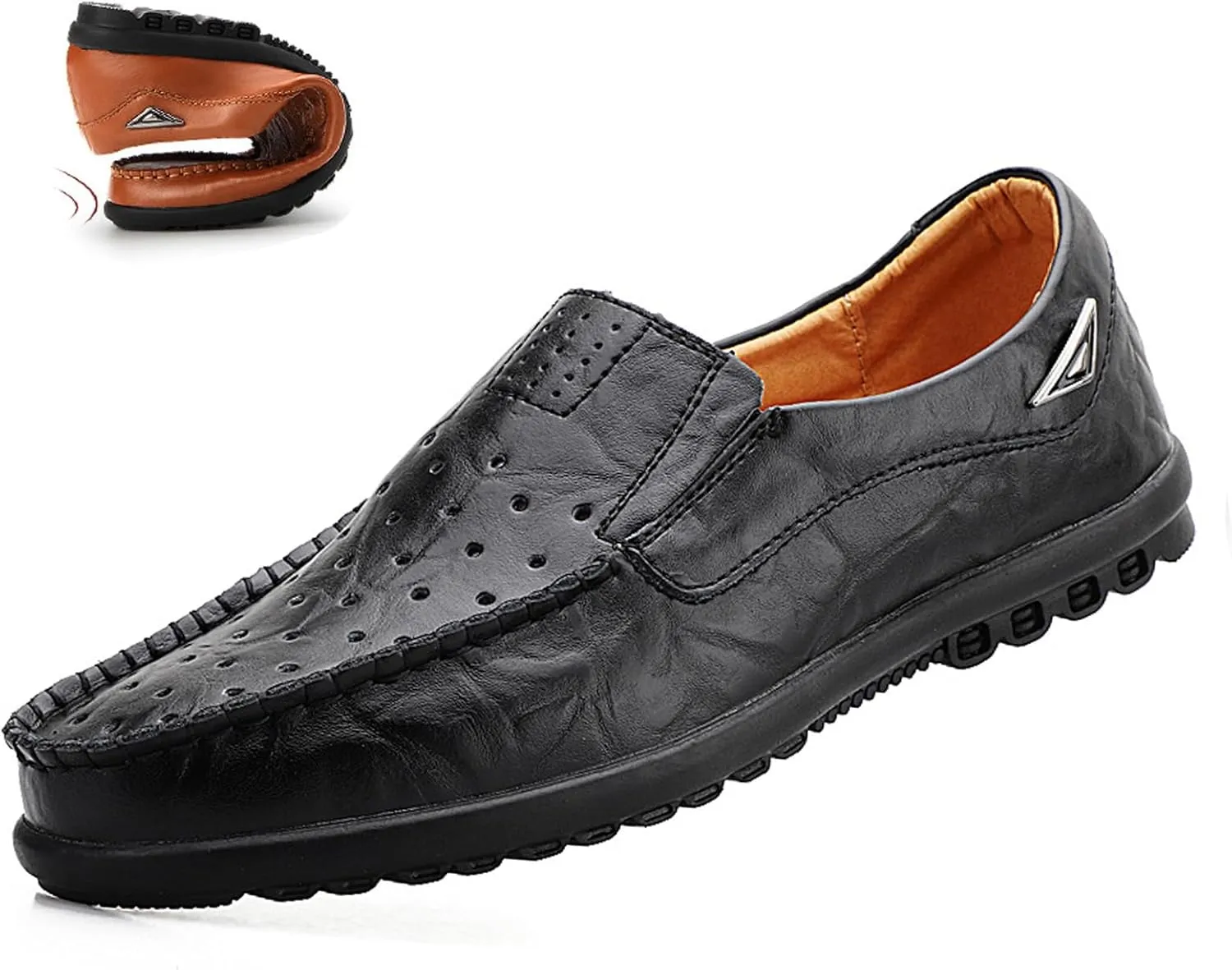Optigard Men's Casual Slip On Leather Loafers Comfortable Breathable Walking Shoes Lightweight Driving Moccasin
