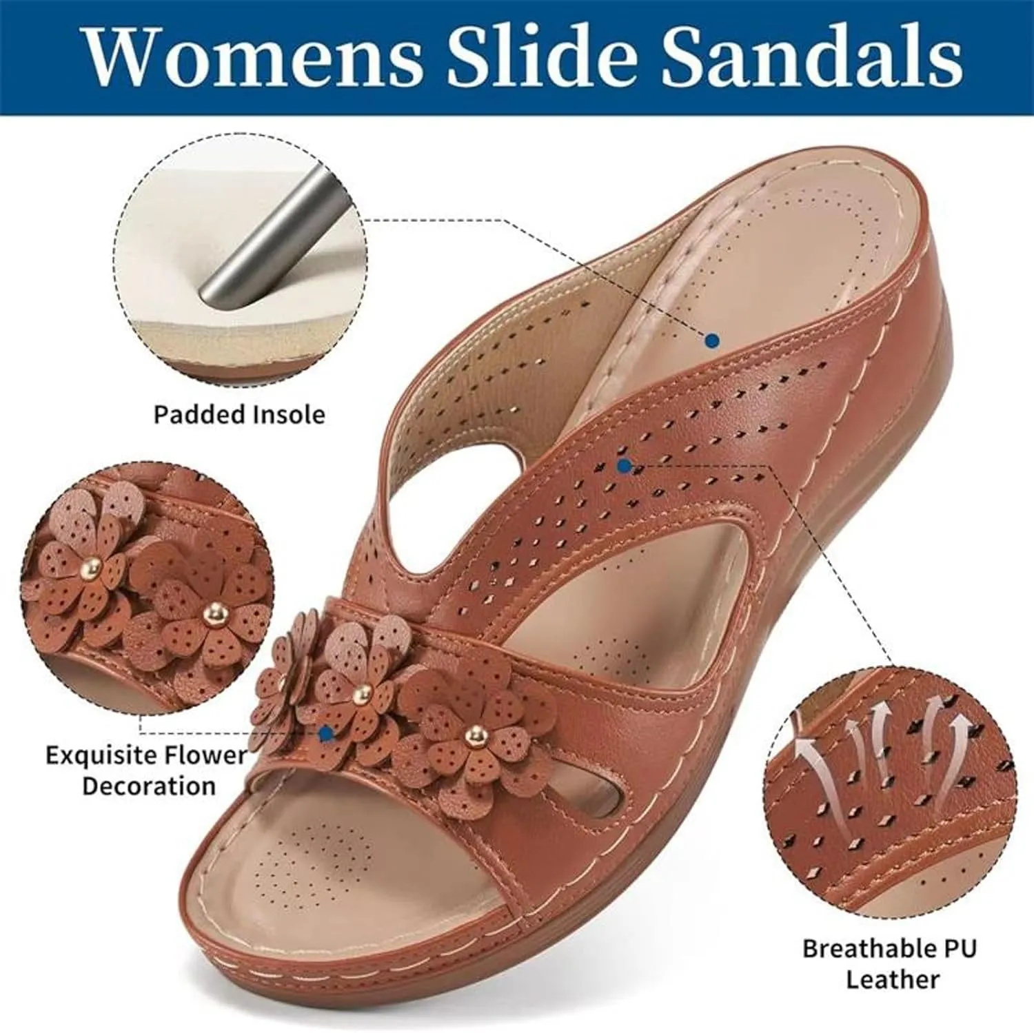Orthopedic Platform Wedge Sandals for Women Summer Dressy, Women Walking Slippers Arch Support Closed Toe Buckle Ankle Strap Espadrilles Casual Strappy Sandals Comfortable Outdoor Shoes