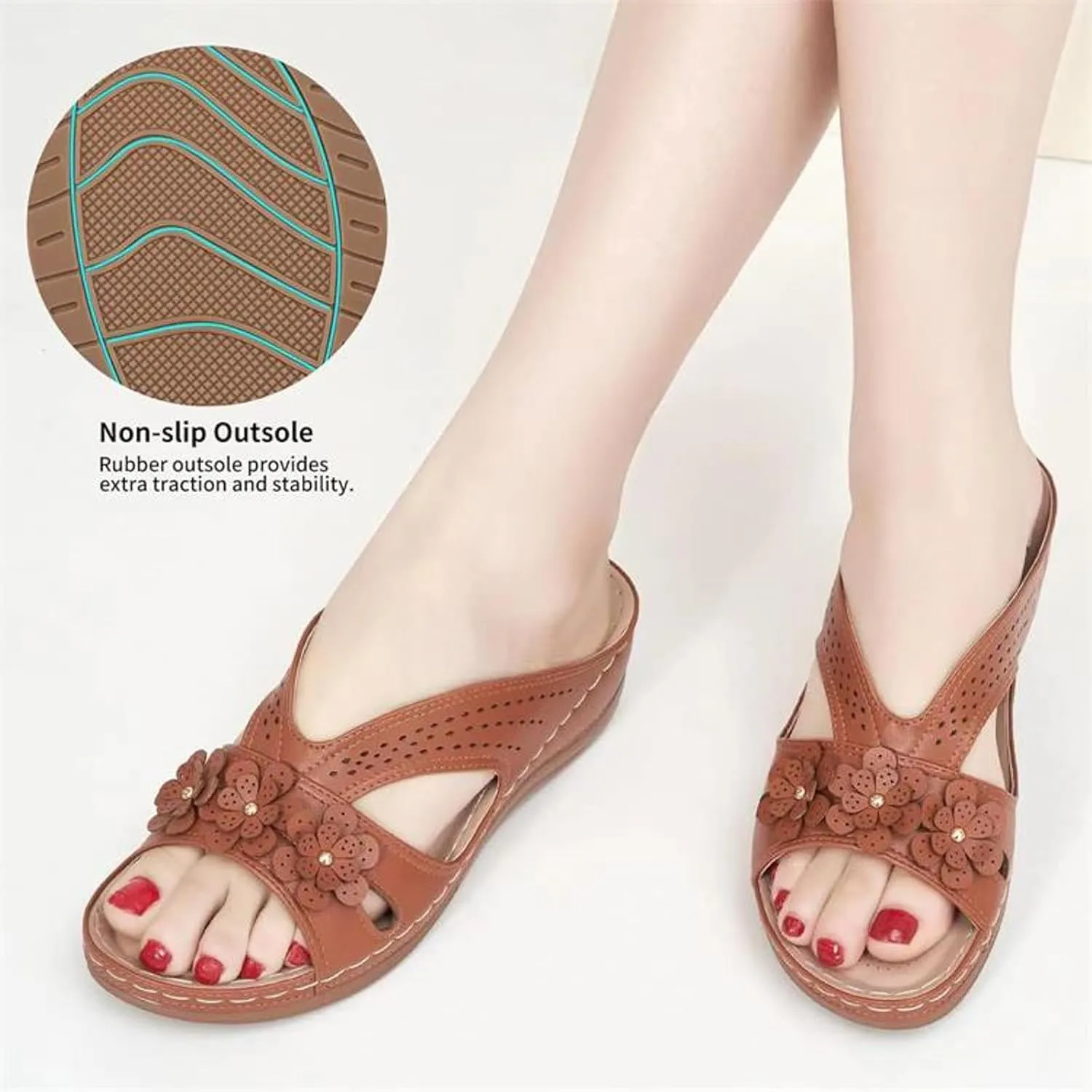 Orthopedic Platform Wedge Sandals for Women Summer Dressy, Women Walking Slippers Arch Support Closed Toe Buckle Ankle Strap Espadrilles Casual Strappy Sandals Comfortable Outdoor Shoes