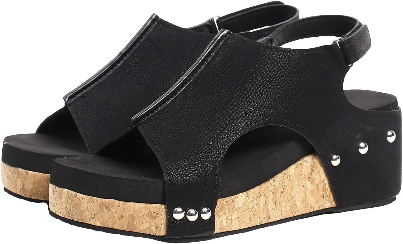 Orthopedic Platform Wedge Sandals for Women, Women's Open Toe Dressy Summer Sandals Comfortable Wide Width Sandals