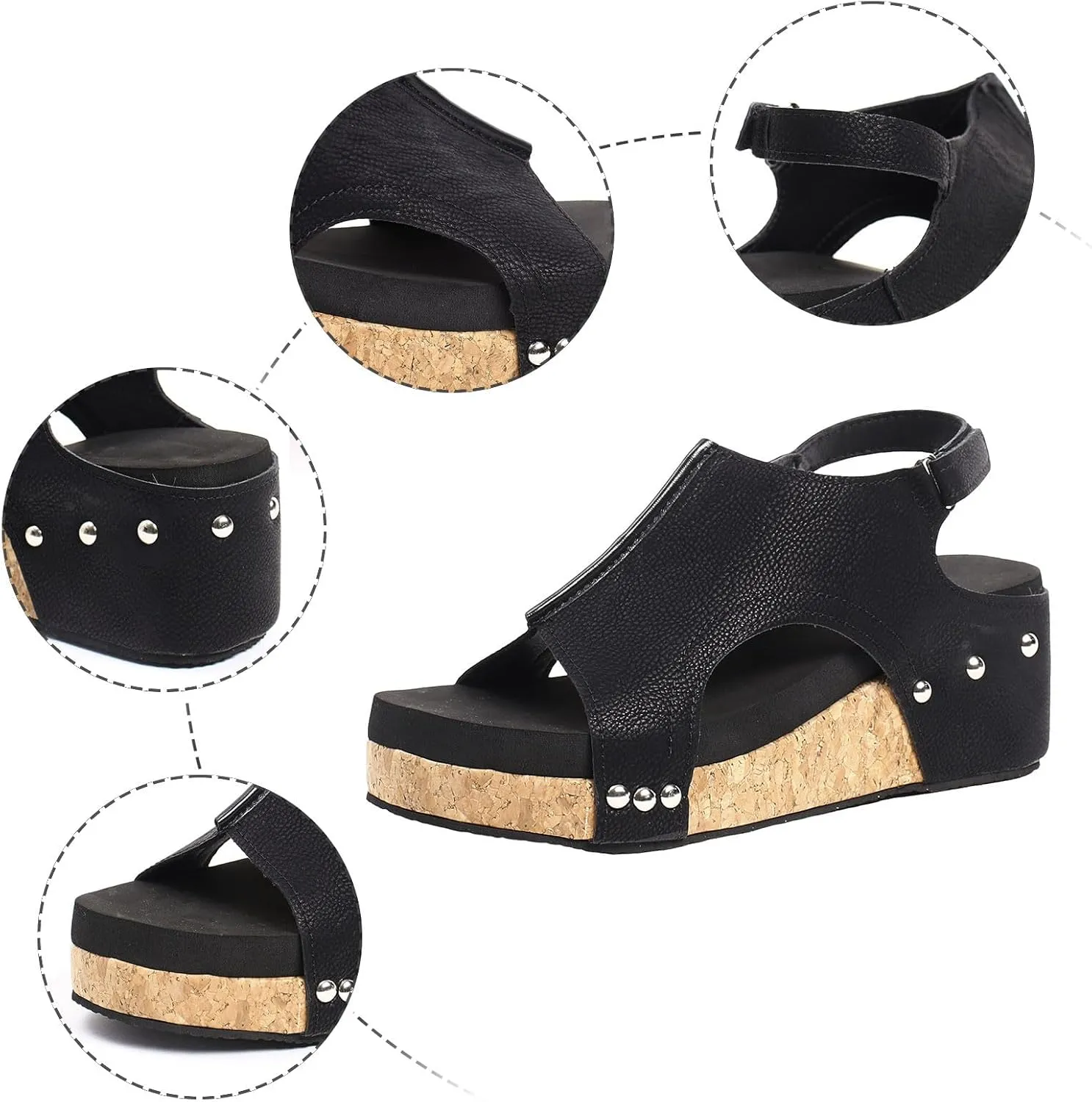 Orthopedic Platform Wedge Sandals for Women, Women's Open Toe Dressy Summer Sandals Comfortable Wide Width Sandals