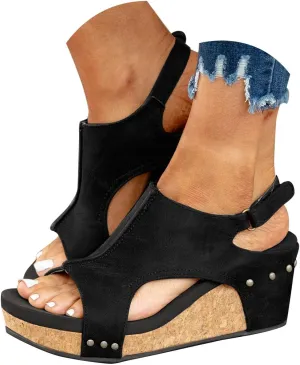 Orthopedic Platform Wedge Sandals for Women, Women's Open Toe Dressy Summer Sandals Comfortable Wide Width Sandals