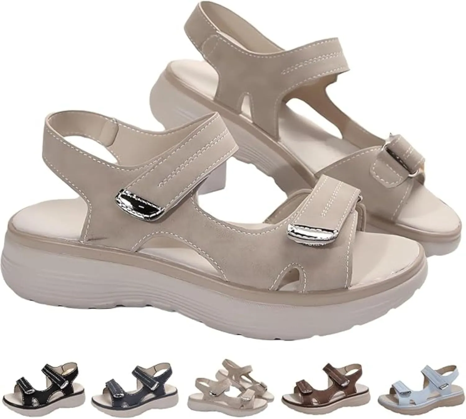 Orthopedic Sandals for Women Arch Support Dressy Summer Comfortable Walking Sandals Wide Width Dress Shoes Soft Cushion Foam Wedges Comfy Recovery Hiking Sandal