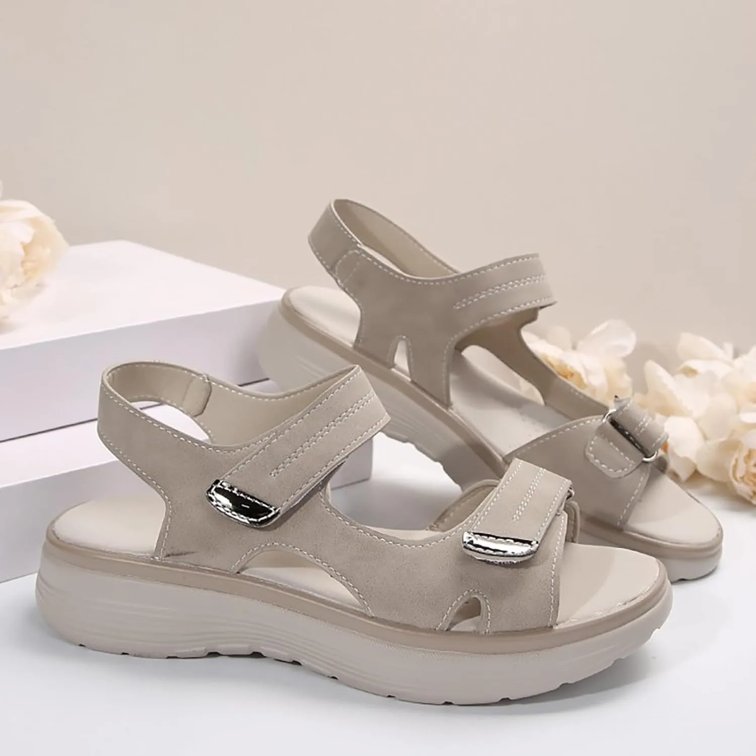 Orthopedic Sandals for Women Arch Support Dressy Summer Comfortable Walking Sandals Wide Width Dress Shoes Soft Cushion Foam Wedges Comfy Recovery Hiking Sandal