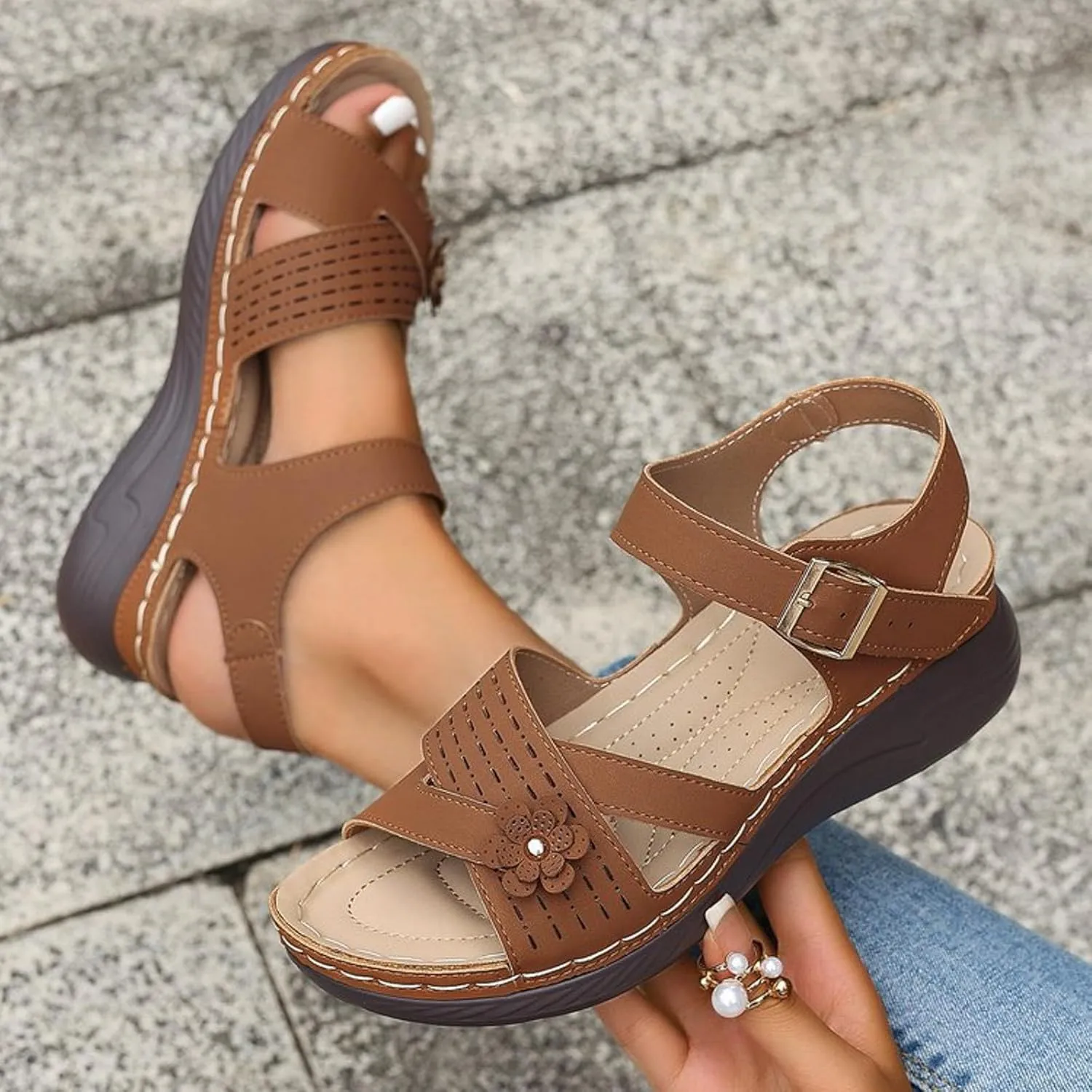 Orthopedic Sandals for Women Arch Support Walking Sandals Dressy Summer Wedge Sandals 2025 Flip Flops Casual Boho Slip on Shoes Comfortable Outdoor Shoes Open Toe Beach Vacation
