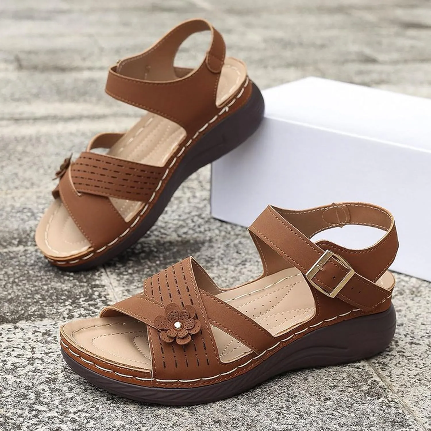 Orthopedic Sandals for Women Arch Support Walking Sandals Dressy Summer Wedge Sandals 2025 Flip Flops Casual Boho Slip on Shoes Comfortable Outdoor Shoes Open Toe Beach Vacation