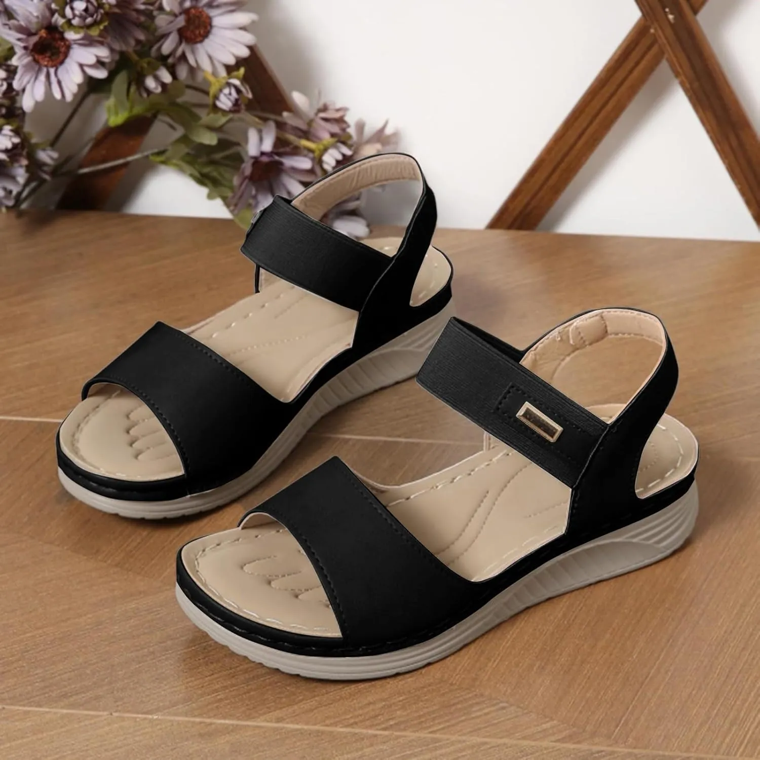 Orthopedic Sandals for Women Arch Support Walking Sandals Dressy Summer Wedge Sandals 2025 Flip Flops Casual Boho Slip on Shoes Comfortable Outdoor Shoes Open Toe Beach Vacation