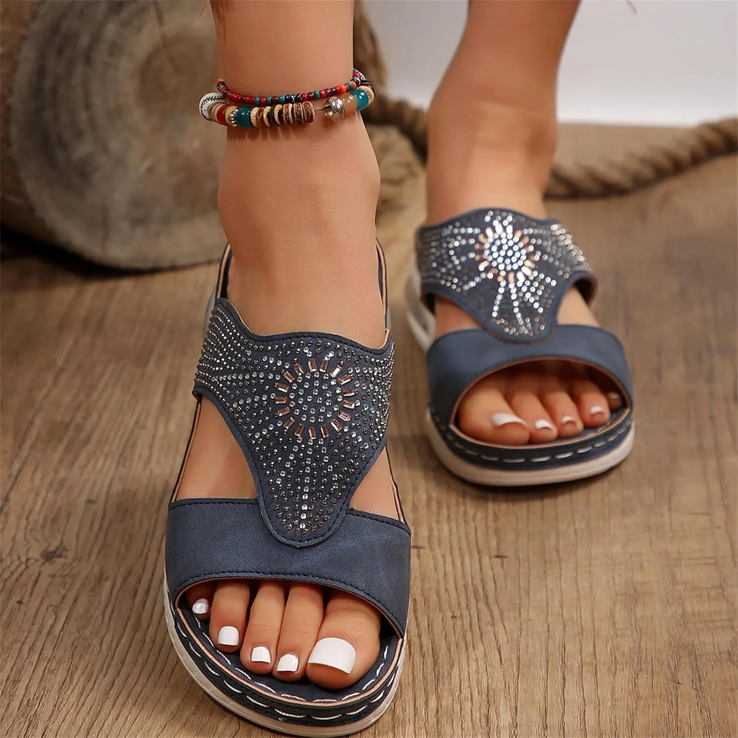 Orthopedic Sandals for Women Comfort Slide Slippers Wide Width Arch Support Shoes Beach Outdoor Walking Boho Sandals