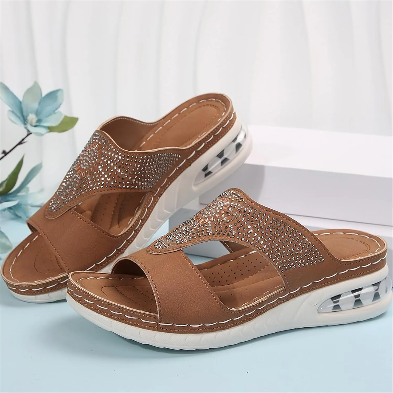 Orthopedic Sandals for Women Comfort Slide Slippers Wide Width Arch Support Shoes Beach Outdoor Walking Boho Sandals