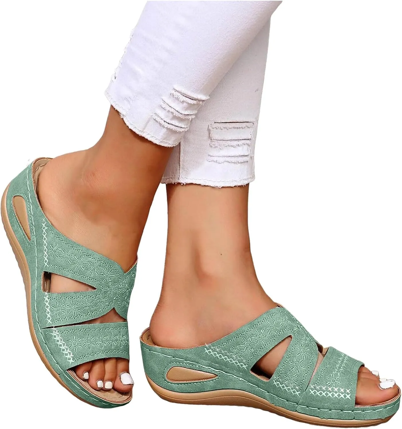 Orthopedic Sandals for Women Dressy Comfortable Arch Support Wedge Sandals Non Slip Best Walking Flip Flops Sandals