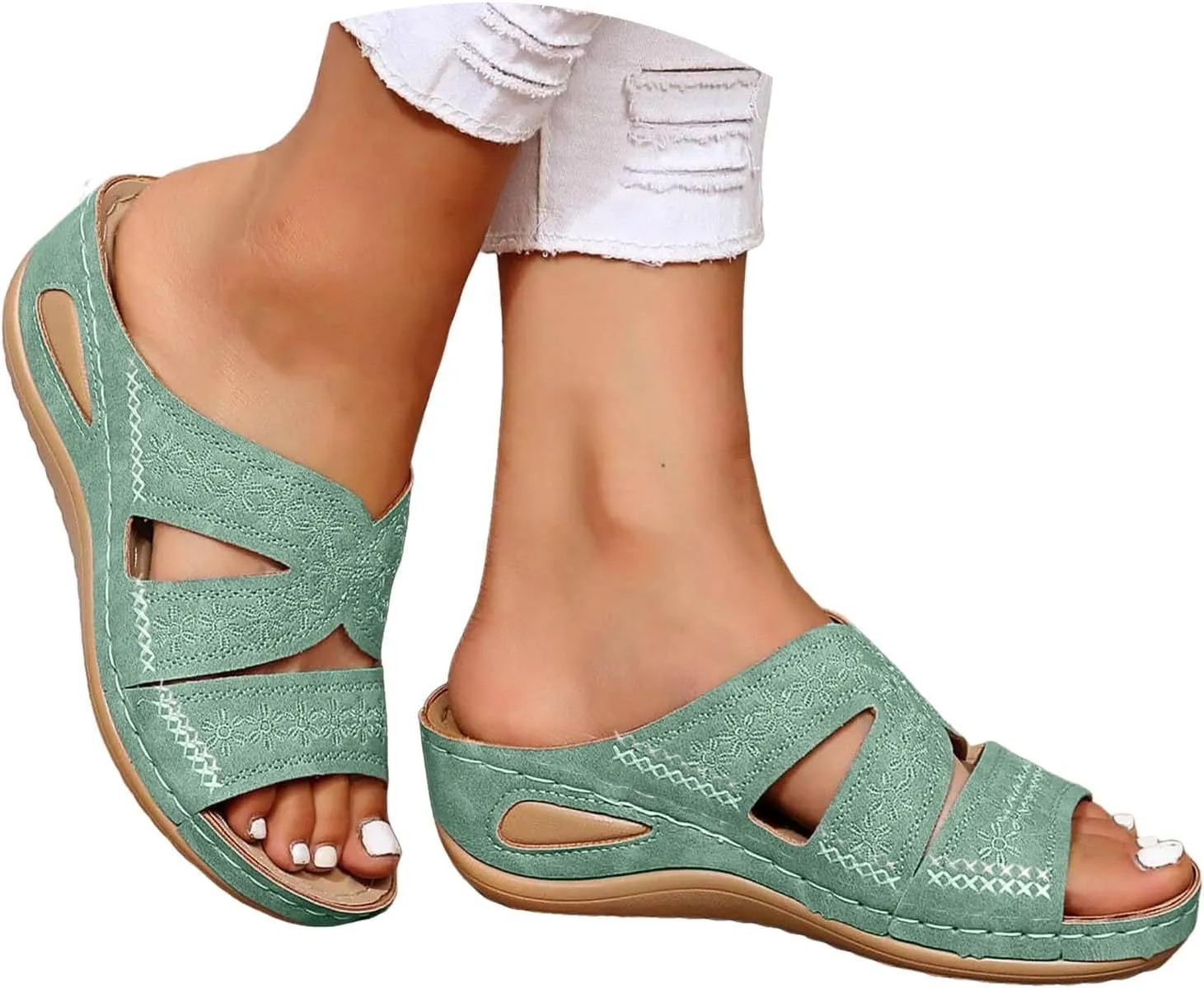 Orthopedic Sandals for Women Dressy Comfortable Arch Support Wedge Sandals Non Slip Best Walking Flip Flops Sandals