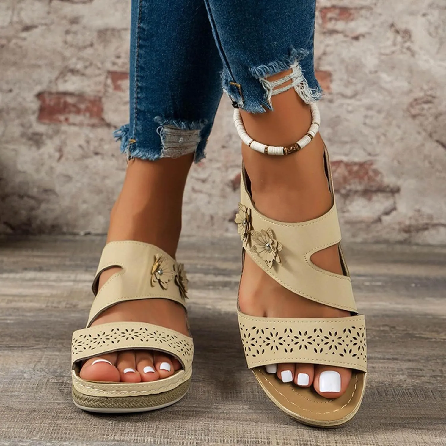 Orthopedic Sandals for Women Dressy Summer Comfortable Walking Sandals with Arch Support Casual Platform Wedge Slides Shoes