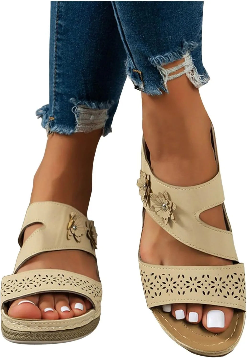 Orthopedic Sandals for Women Dressy Summer Comfortable Walking Sandals with Arch Support Casual Platform Wedge Slides Shoes