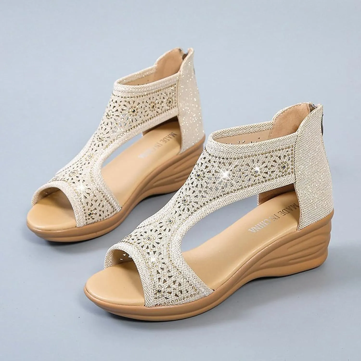 Orthopedic Sandals for Women High Heel Dressy Rhinestone Sandals Stylish Adjustable Hot Summer Classic Sandals