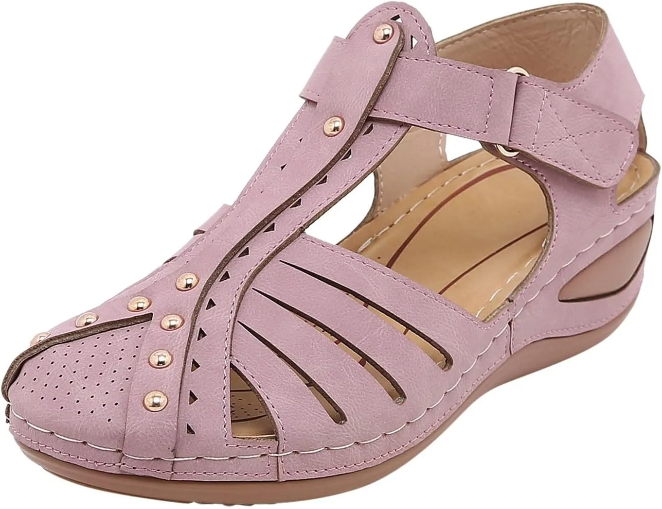 Orthopedic Sandals for Women Hollow out Ankle Buckle Strap Gladiator Wedge Sandals Casual Summer Vacation Shoes
