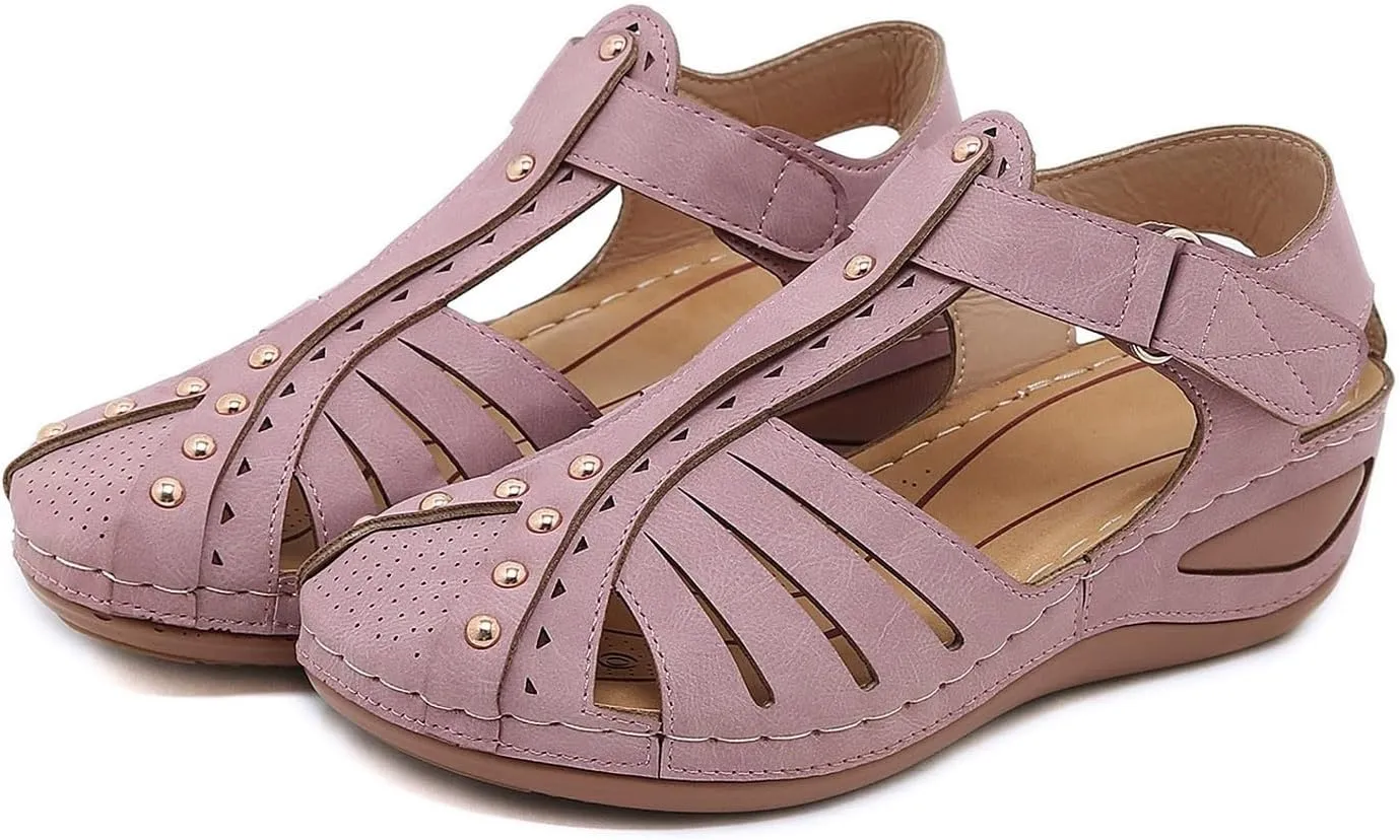 Orthopedic Sandals for Women Hollow out Ankle Buckle Strap Gladiator Wedge Sandals Casual Summer Vacation Shoes