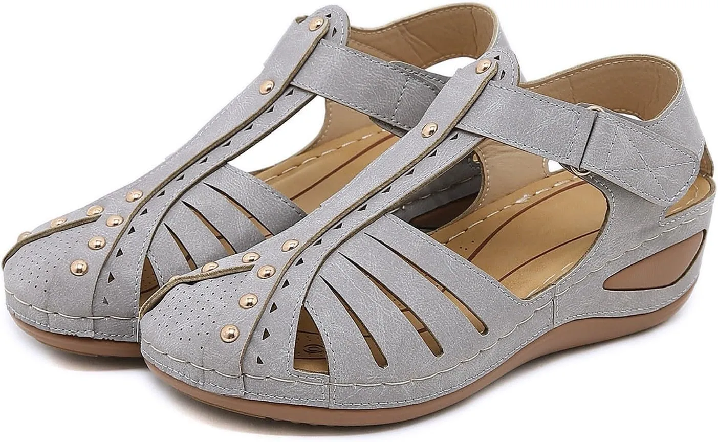 Orthopedic Sandals for Women Hollow out Ankle Buckle Strap Gladiator Wedge Sandals Casual Summer Vacation Shoes