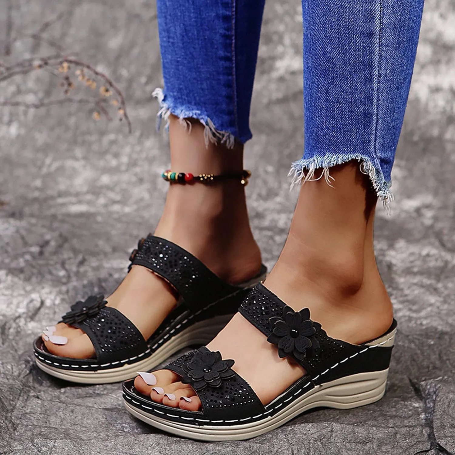 Orthopedic Sandals for Women Platform Wedge Sandals Anti-Slip Slippers Wide Width Sandals Comfortable Summer Shoes