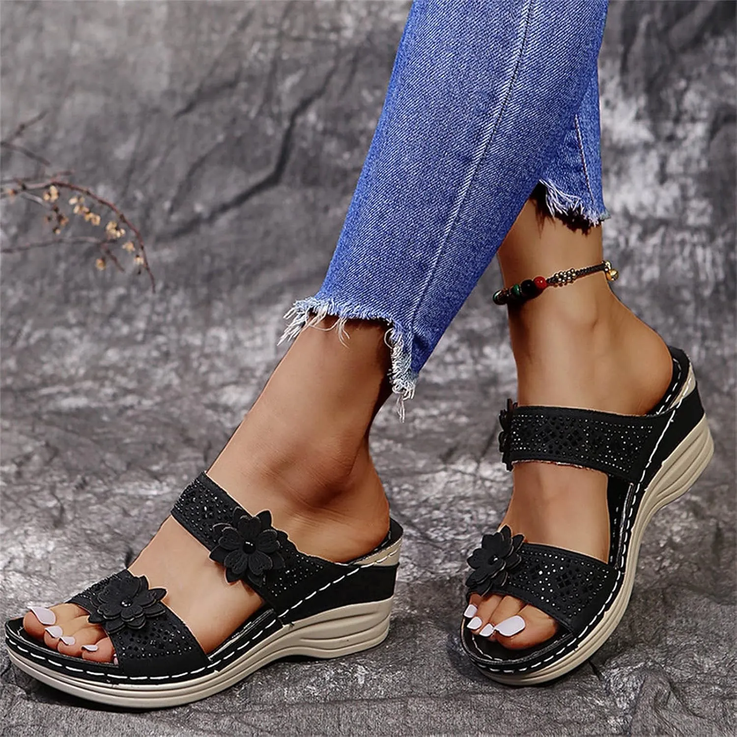 Orthopedic Sandals for Women Platform Wedge Sandals Anti-Slip Slippers Wide Width Sandals Comfortable Summer Shoes