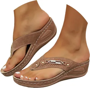 Orthopedic Sandals for Women Summer 2025 Dressy Comfortable Wedge Arch Support Non Slip Flat Flip Flops Casual Slippers