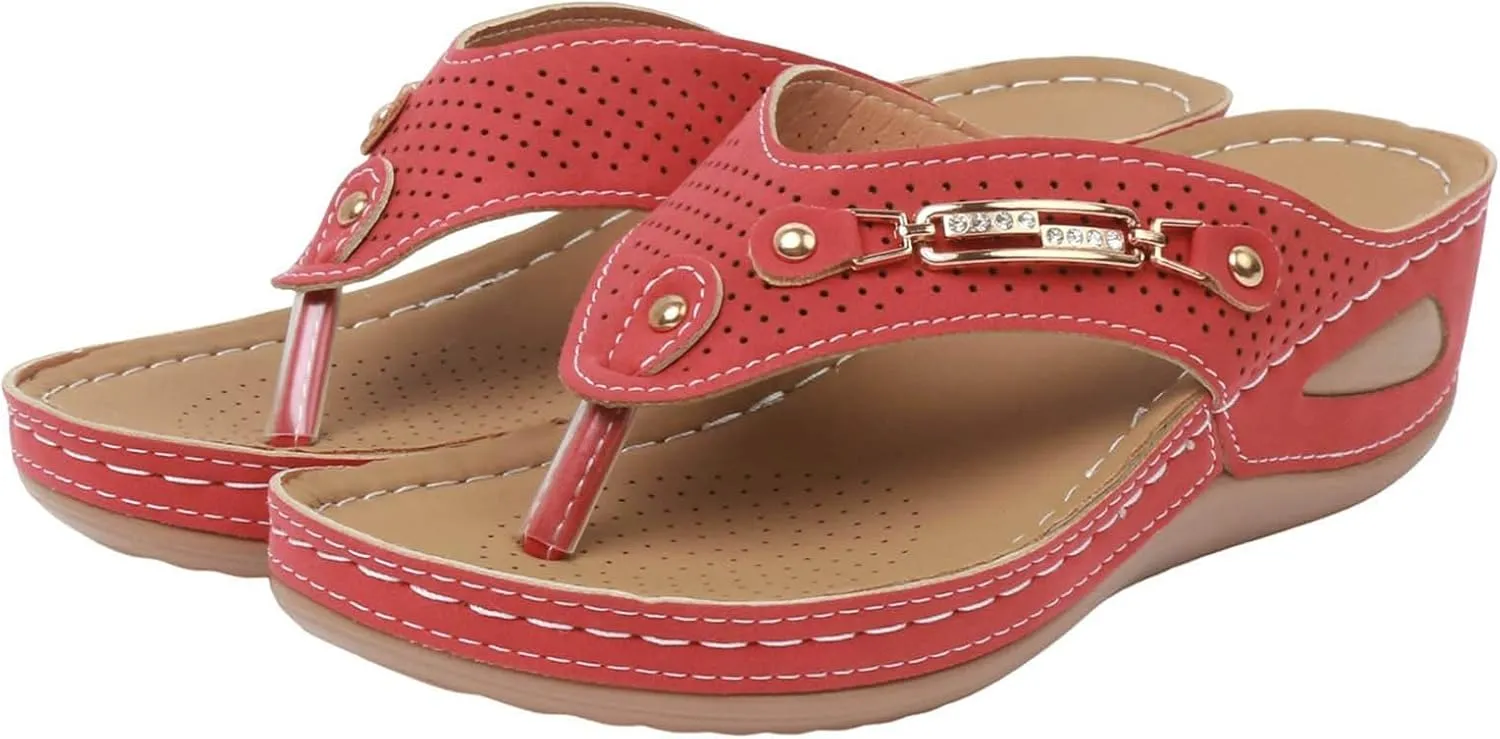 Orthopedic Sandals for Women Summer Dressy Arch Support Sandals Breathable Mesh Hollow Non-Slip Flip-Flops 2025 Casual Beach Slides
