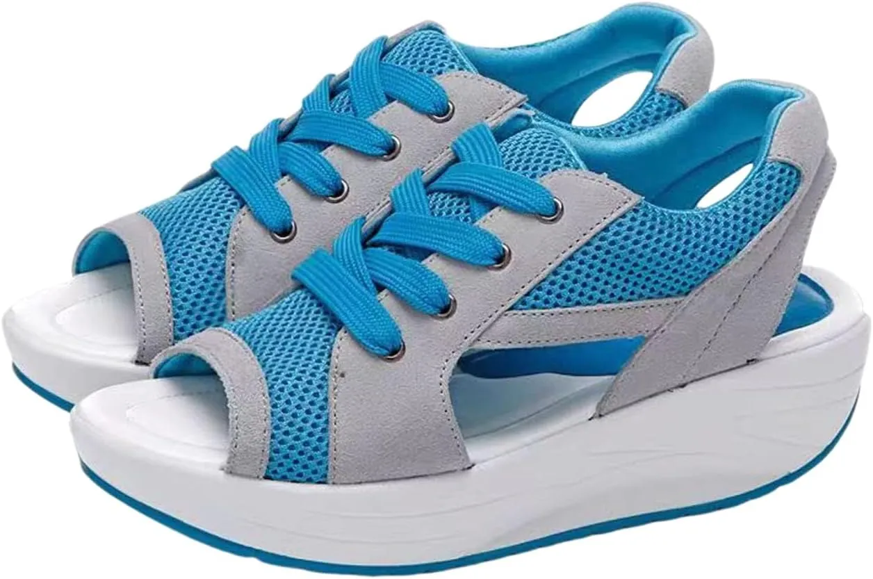 Orthopedic Sandals for Women Tennis Cutout Sport Platform Shoes Lace Up Muffin Sneaker Casual Beach Outdoor Walk Shoes