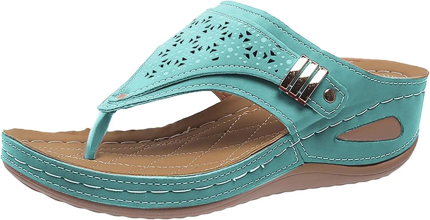 Orthopedic Sandals for Women Wide Width Flat Sandal With Arch Support Wedge & Flip Flops, Casual Gladiator Shoes
